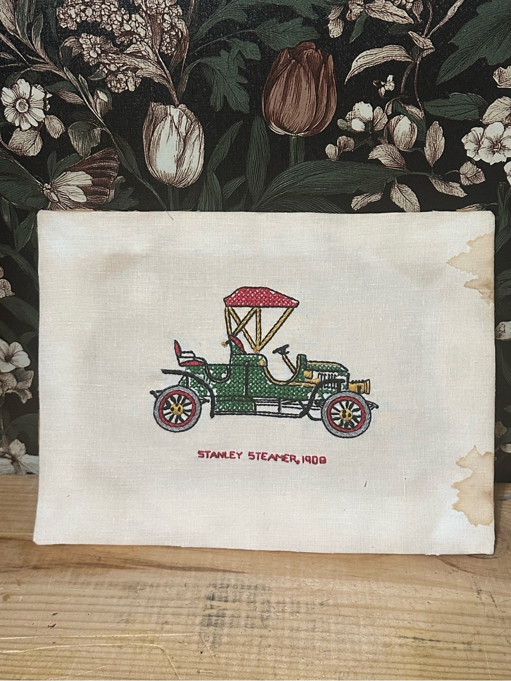 Vintage 1908 Stanley Steamer Car Cross Stitch automobile car artwork